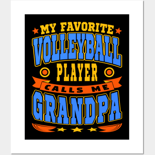 Calls Me Grandpa Funny Grandchildren Volleyball Lover Typography Posters and Art